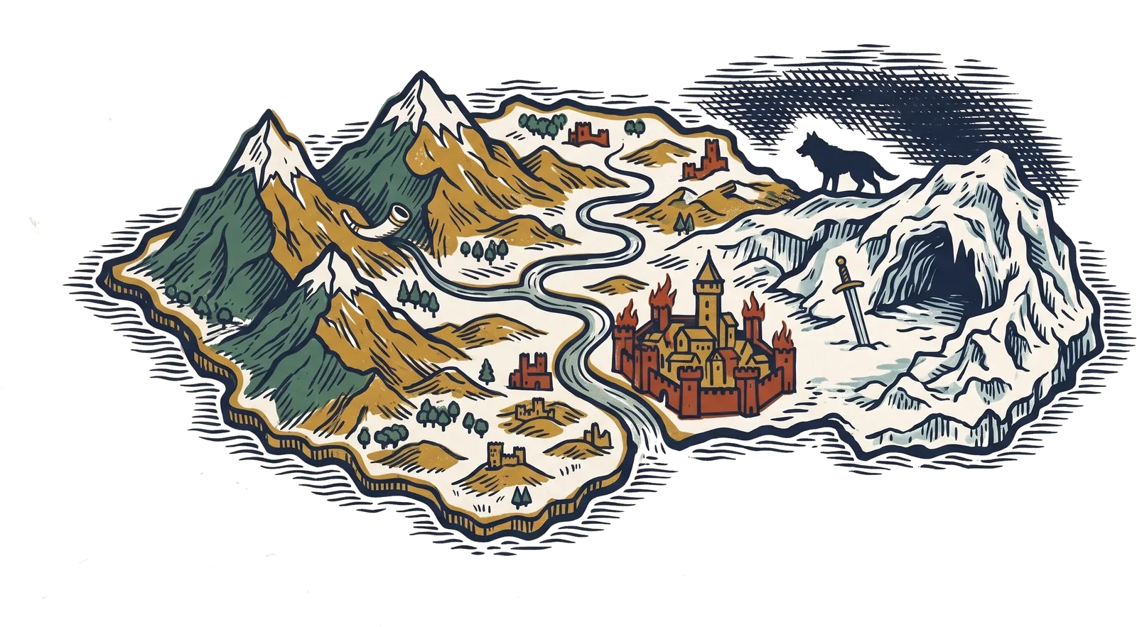 L'île des récits : le col de Roncevaux, Pavie en flammes et la grotte de glace de Valdrake.